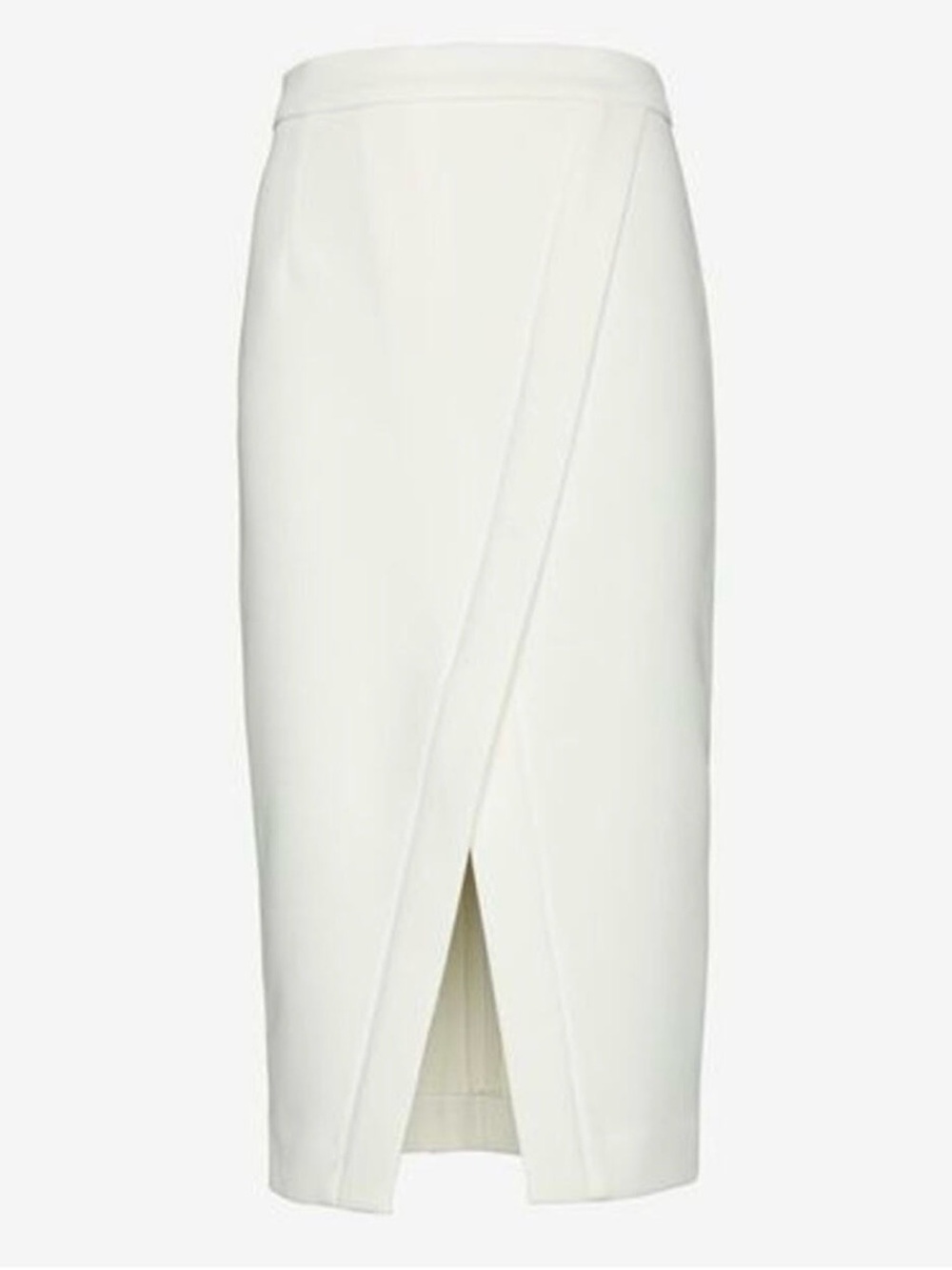 Nicholas Crossover Hem Skirt Bonded Crepe Front Slit Midi Pencil White NWT 4